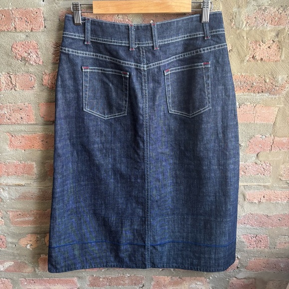 Boden Dark Blue Button-Front Pencil Skirt - Picture 5 of 8